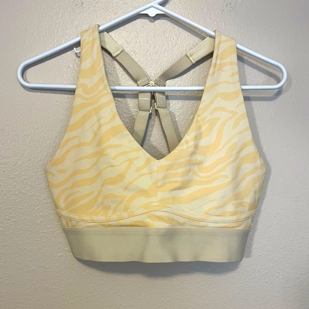 Fabletics yellow v neck sports bra size M